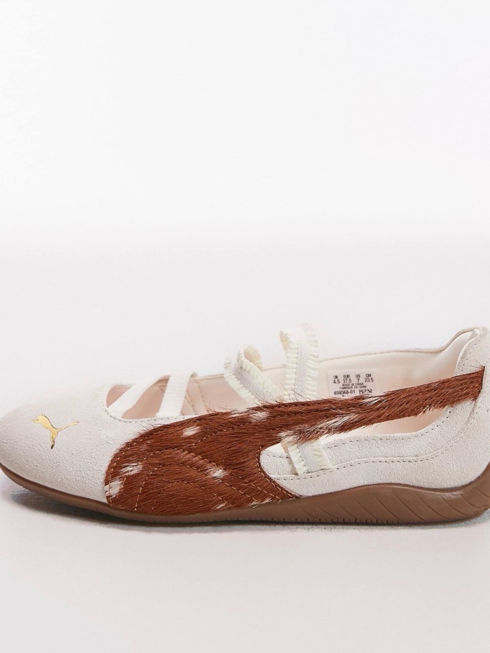 PUMA Women’s Speedcat Cream and Brown Slip-On Ballet Shoes
